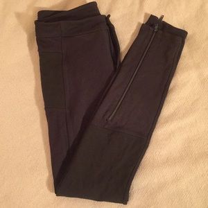 Athleta dark green zipper spandex skinny pants